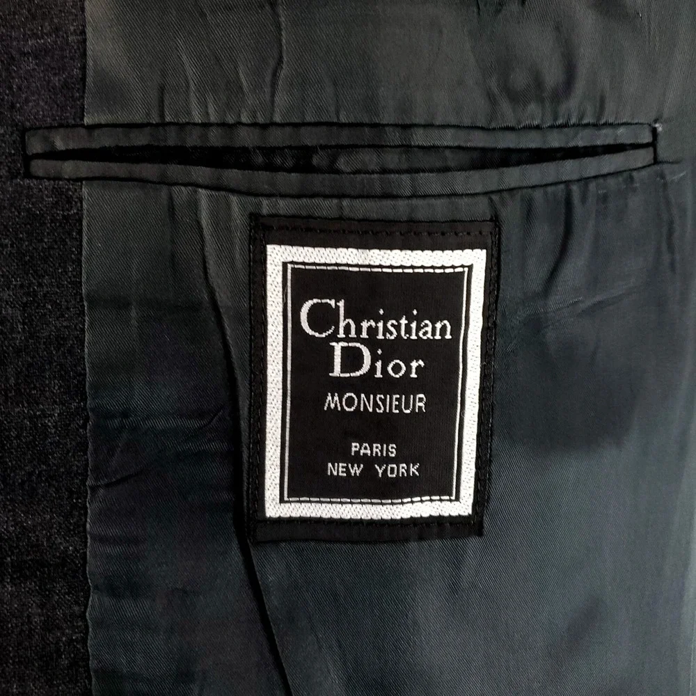 Christian Dior Monsieur Wool 2‎ Button Blazer 42L Gray Twill
